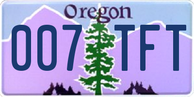 OR license plate 007TFT
