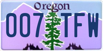 OR license plate 007TFW