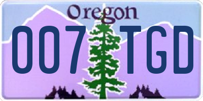 OR license plate 007TGD