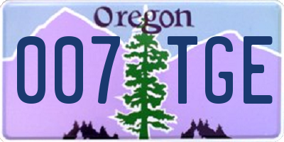 OR license plate 007TGE