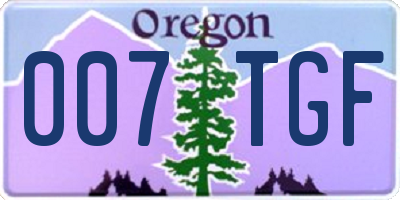 OR license plate 007TGF