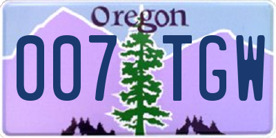 OR license plate 007TGW