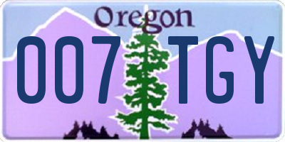 OR license plate 007TGY