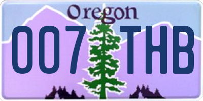 OR license plate 007THB