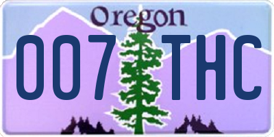 OR license plate 007THC