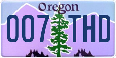 OR license plate 007THD