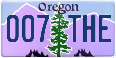 OR license plate 007THE