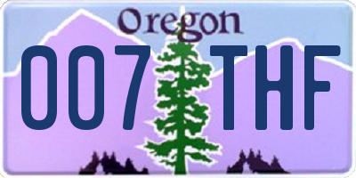 OR license plate 007THF