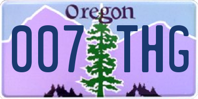 OR license plate 007THG