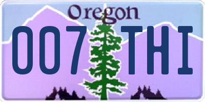 OR license plate 007THI