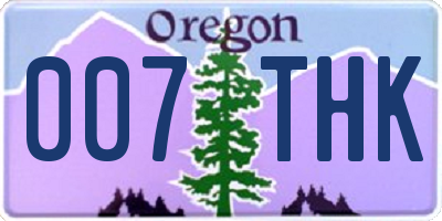 OR license plate 007THK