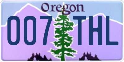 OR license plate 007THL