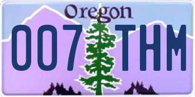 OR license plate 007THM