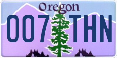 OR license plate 007THN