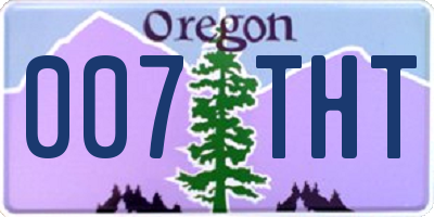 OR license plate 007THT