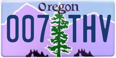 OR license plate 007THV
