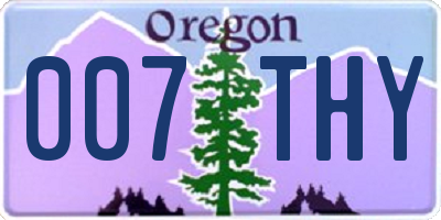 OR license plate 007THY