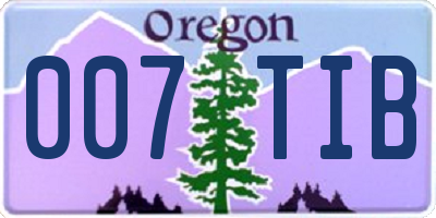 OR license plate 007TIB