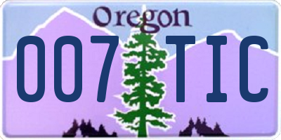 OR license plate 007TIC