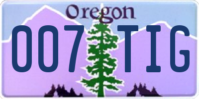 OR license plate 007TIG