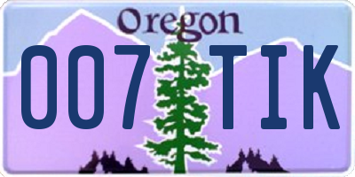 OR license plate 007TIK