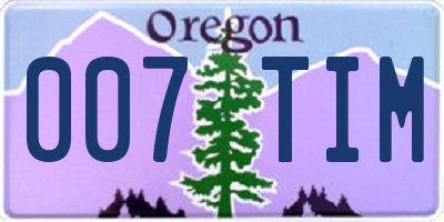 OR license plate 007TIM