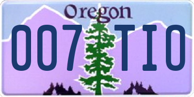 OR license plate 007TIO
