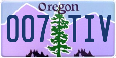 OR license plate 007TIV