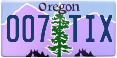 OR license plate 007TIX