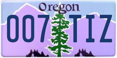 OR license plate 007TIZ