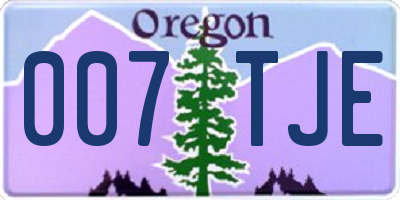 OR license plate 007TJE