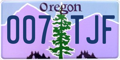OR license plate 007TJF
