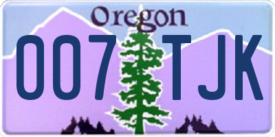 OR license plate 007TJK