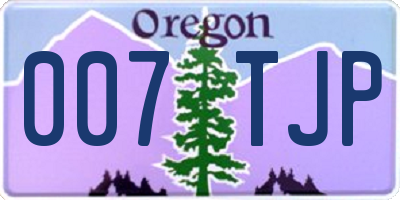 OR license plate 007TJP