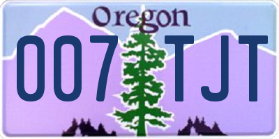 OR license plate 007TJT