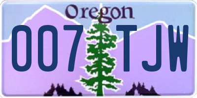 OR license plate 007TJW