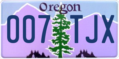 OR license plate 007TJX