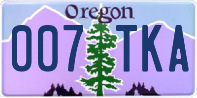 OR license plate 007TKA
