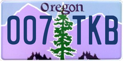 OR license plate 007TKB