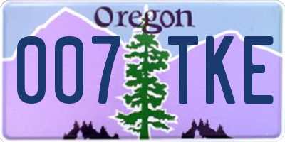 OR license plate 007TKE
