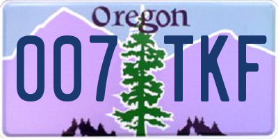 OR license plate 007TKF