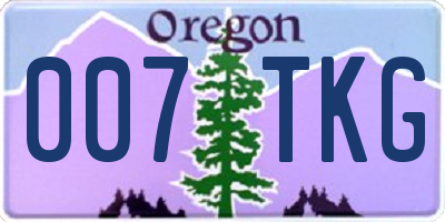 OR license plate 007TKG