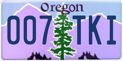 OR license plate 007TKI