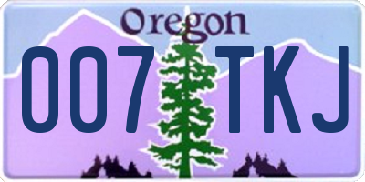 OR license plate 007TKJ