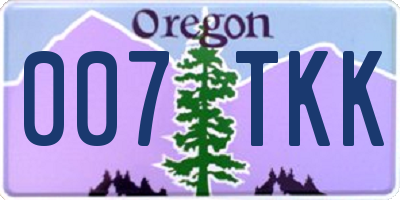 OR license plate 007TKK