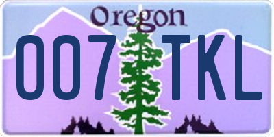 OR license plate 007TKL