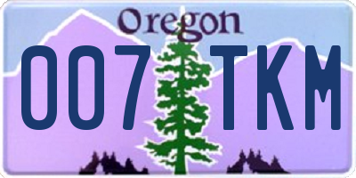 OR license plate 007TKM