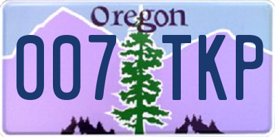 OR license plate 007TKP