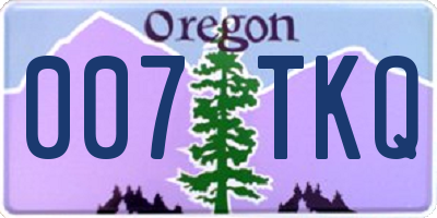 OR license plate 007TKQ
