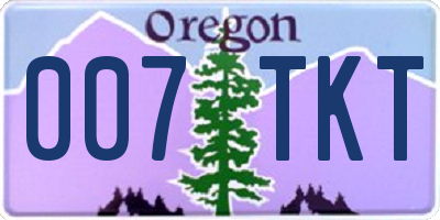OR license plate 007TKT